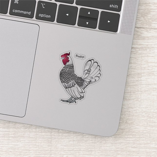 Sebright chicken cartoon illustration sticker (Detail)
