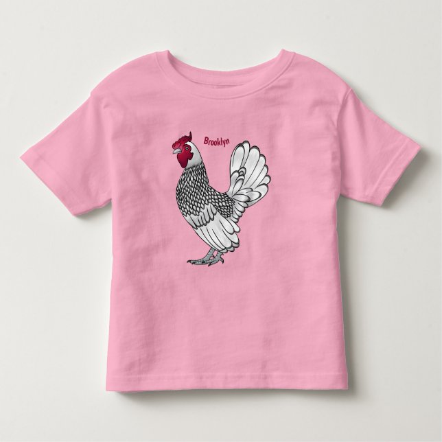 Sebright chicken cartoon illustration toddler t-shirt (Front)