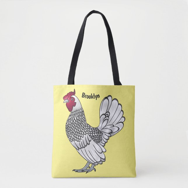 Sebright chicken cartoon illustration tote bag (Front)