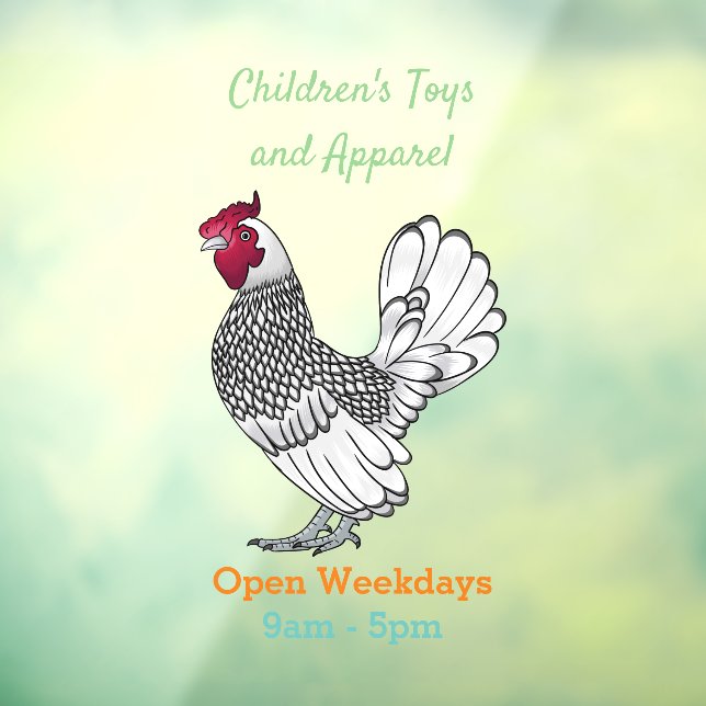 Sebright chicken cartoon illustration window cling (Sheet 3)