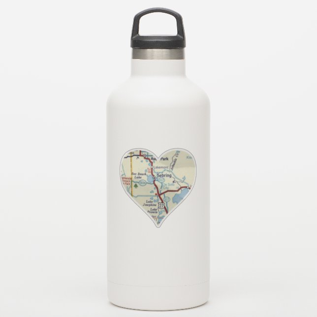 Sebring FL Vintage Map Sticker (Waterbottle)