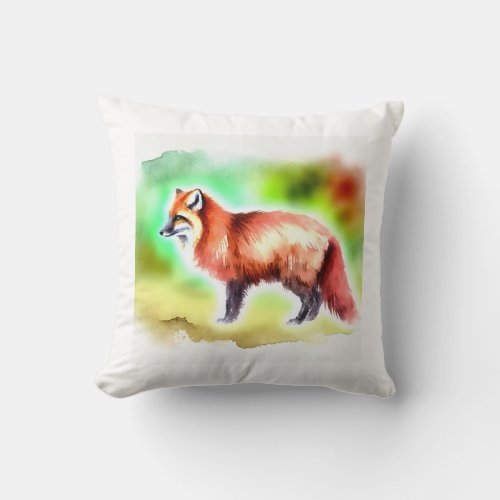 Sechura Fox 200624AREF219 _ Watercolor Throw Pillow