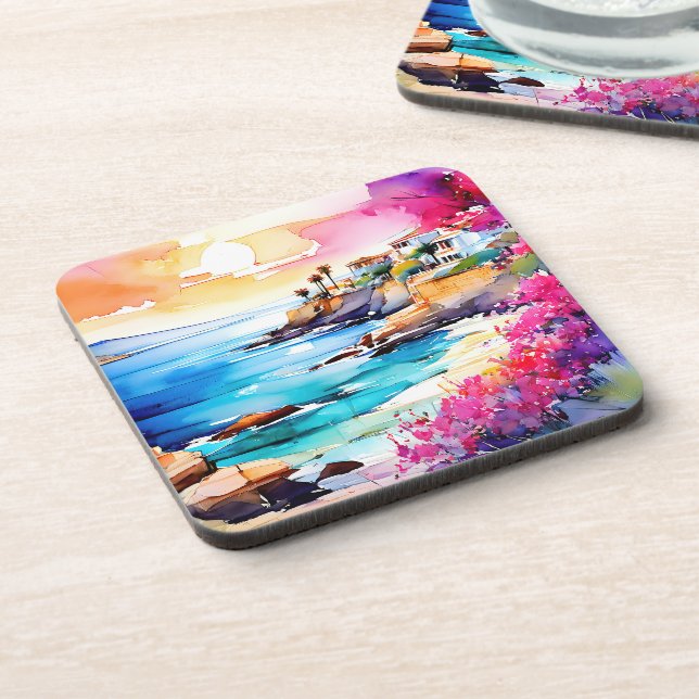 "Secluded Beach"  Beverage Coaster (Left Side)