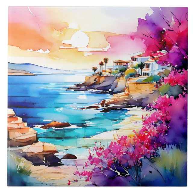 "Secluded Beach"  Ceramic Tile (Front)