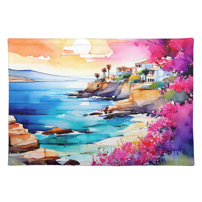 "Secluded Beach"  Cloth Placemat (Front)