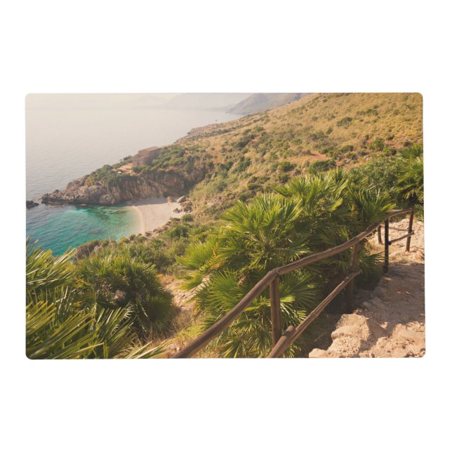 Secluded beach in Lo Zingaro, Sicily Placemat (Back)