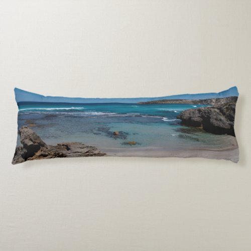Secluded beach on your bed body pillow