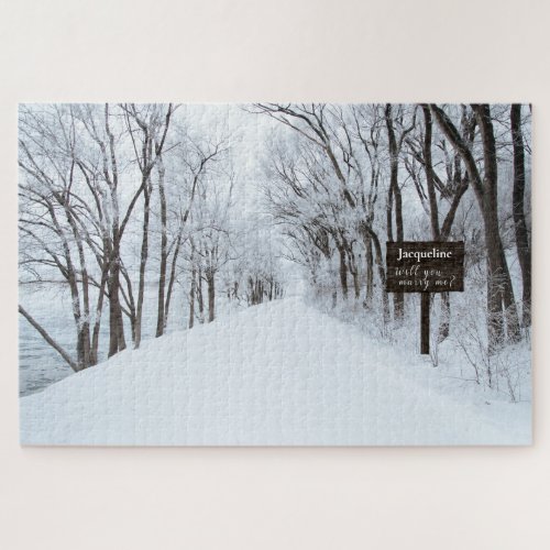 Secluded Winter Drive Marriage Proposal Puzzle