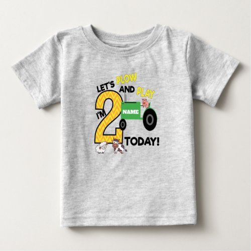 Second 2nd birthday _ farm themed tractor party baby T_Shirt