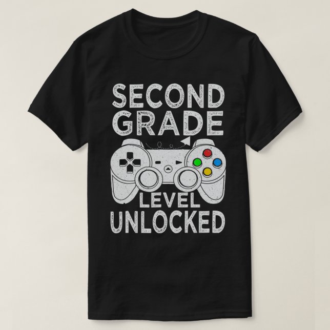 Second 2nd Grade Level Unlocked Video game Back to T-Shirt (Design Front)