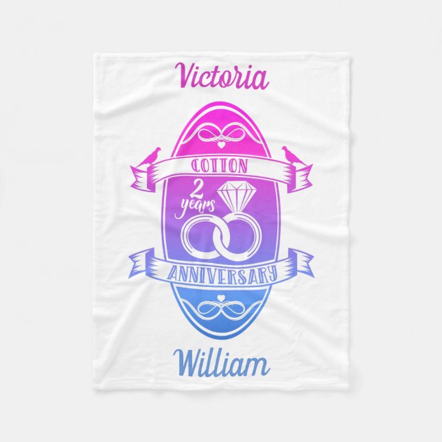 Second 2nd wedding anniversary traditional cotton fleece blanket (Front)
