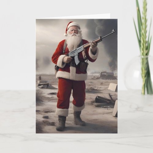Second Amendment Anti Woke Santa Funny Christmas Holiday Card