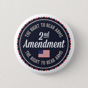 Protect the 2nd Amendment Patriotic Red White Blue Pinback Button Pin Badge 