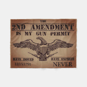 SECOND AMENDMENT GUN PERMIT FLEECE BLANKET