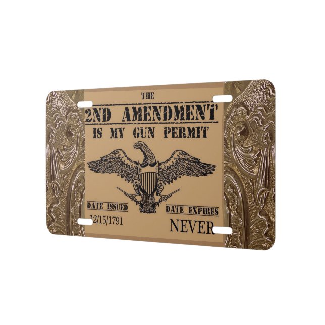 SECOND AMENDMENT GUN PERMIT LICENSE PLATE | Zazzle