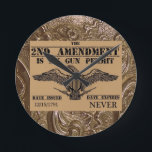 SECOND AMENDMENT GUN PERMIT ROUND CLOCK<br><div class="desc">SECOND AMENDMENT GUN PERMIT</div>