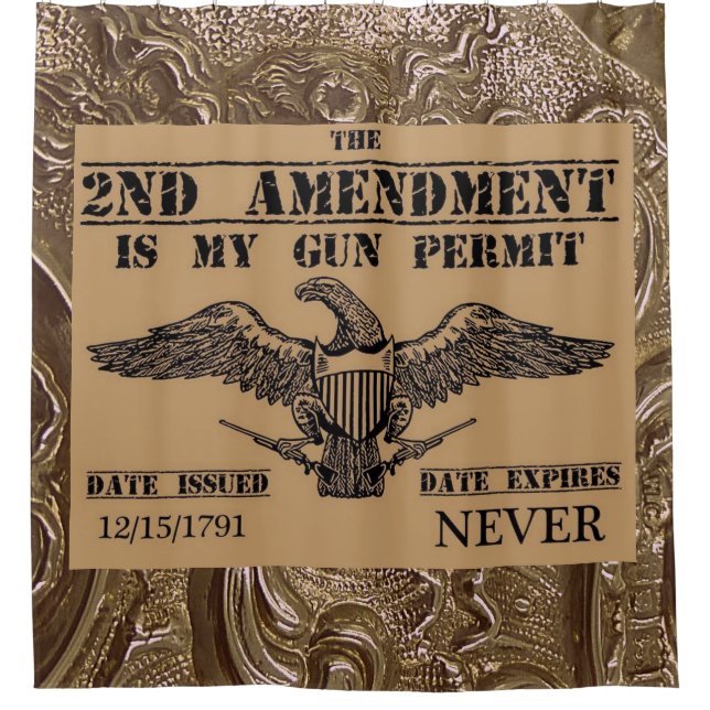 SECOND AMENDMENT GUN PERMIT SHOWER CURTAIN (Front)