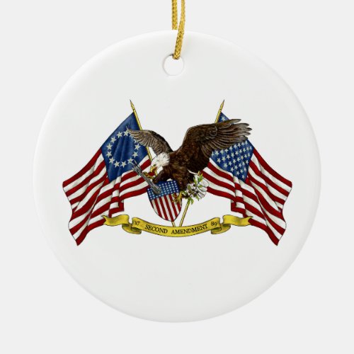 Second Amendment Liberty Eagle Ceramic Ornament
