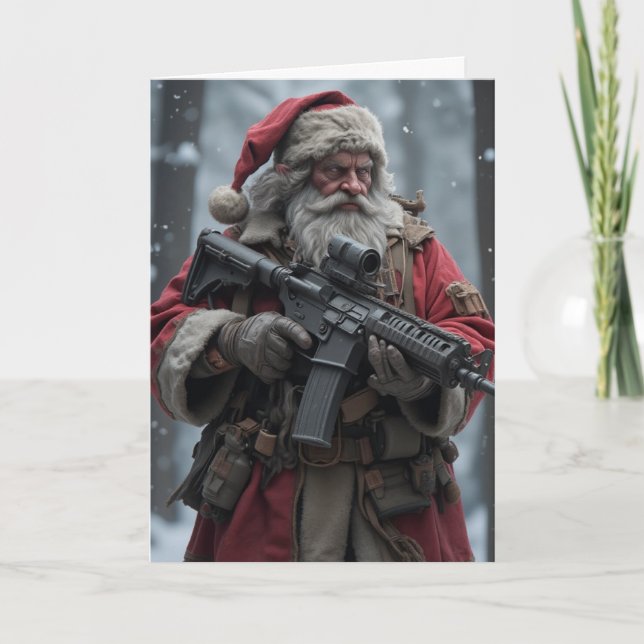 Second Amendment Patriotic Santa Claus Christmas Card (Front)