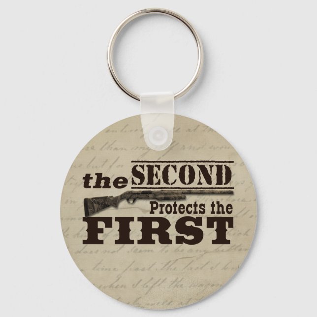 Second Amendment Protects First Amendment Keychain (Front)