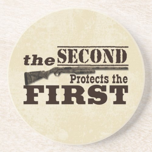 Second Amendment Protects First Amendment Sandstone Coaster