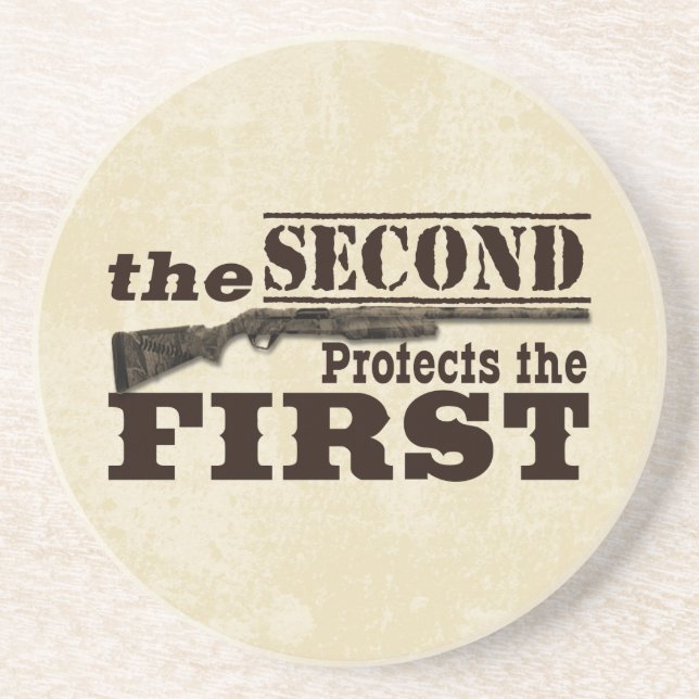 Second Amendment Protects First Amendment Sandstone Coaster (Front)