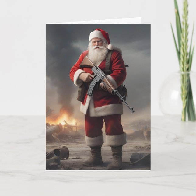 Second Amendment Santa Funny Christmas Holiday Card (Front)