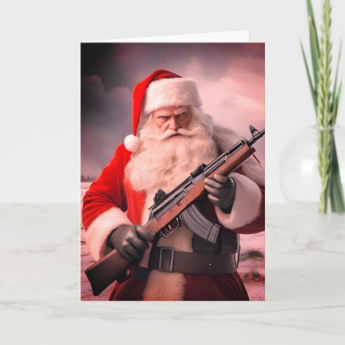  Second Amendment Santa Funny Christmas Holiday Card