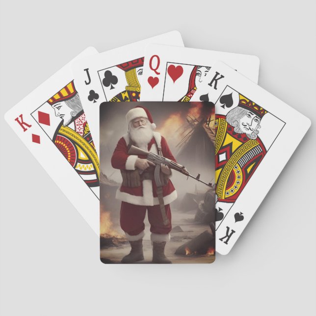  Second Amendment Santa Funny Christmas Poker Cards (Back)