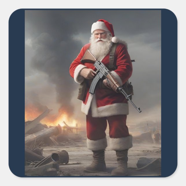 Second Amendment Santa Funny Christmas Square Sticker (Front)