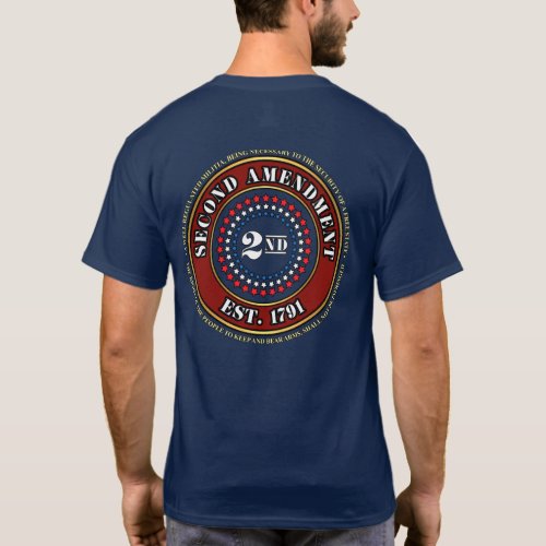 Second Amendment Shield Front and Back T_Shirt
