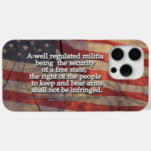 Second Amendment Typography Rustic US Flag iPhone 15 Pro Max Case