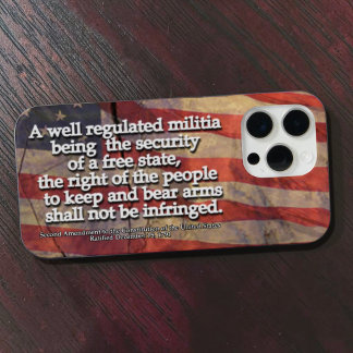 Second Amendment Typography Rustic US Flag iPhone 15 Pro Max Case