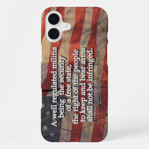 Second Amendment Typography Rustic US Flag iPhone 16 Plus Case