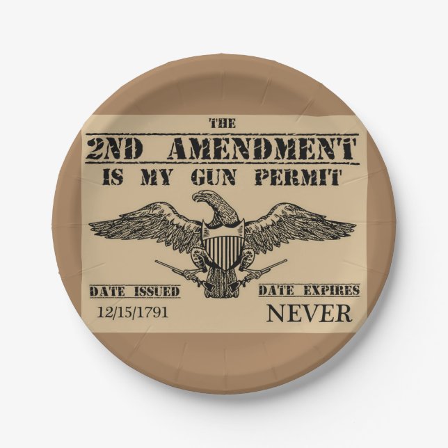 SECOND AMMENDMENT GUN PERMIT PAPER PLATES (Front)