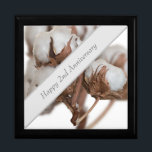 Second Anniversary with Cotton plant Gift Box<br><div class="desc">This Anniversary gift box is perfect as a second wedding anniversary,  or cotton,  anniversary gift. It features a design of real cotton pods,  with editable wording to make it truly personal. Ideal to enclose a special gift for this special anniversary.</div>