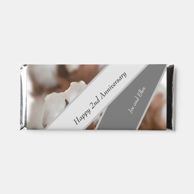 Second Anniversary with Cotton plant Hershey Bar Favors (Front)