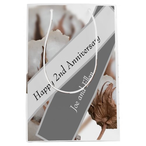 Second Anniversary with Cotton plant Medium Gift Bag