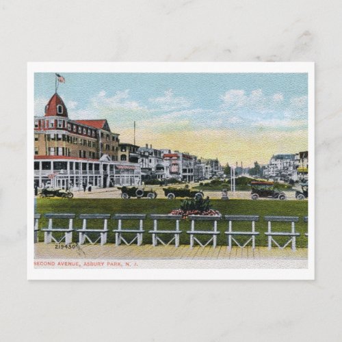 Second Ave Asbury Park NJ Vintage Postcard