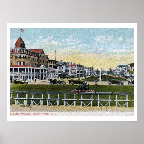 Second Ave Asbury Park NJ Vintage Style Poster