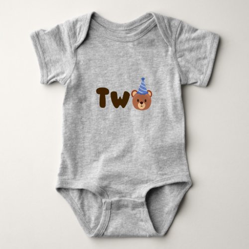 Second baby birthday with word two baby bodysuit
