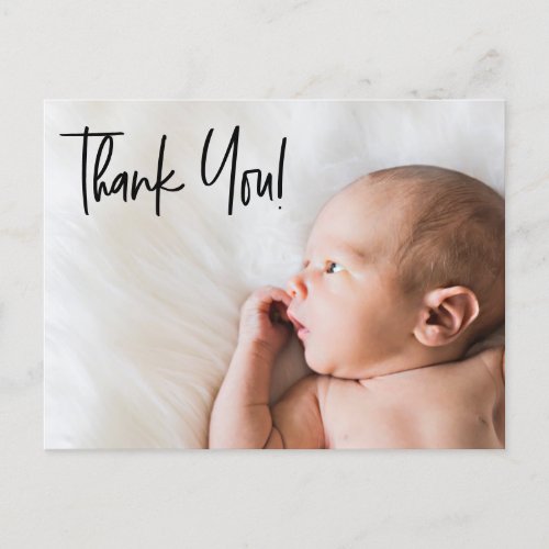 Second Baby Custom Photo thank you Script Birth  Announcement Postcard