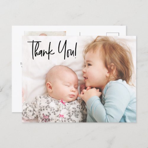 Second Baby Girl Photo Baby Shower Thank You Postcard