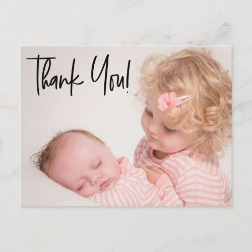 Second Baby Girl Photo thank you Script Birth  Announcement Postcard