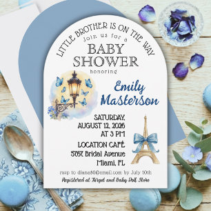 Second baby, Parisian, Boy Baby Shower Invitation