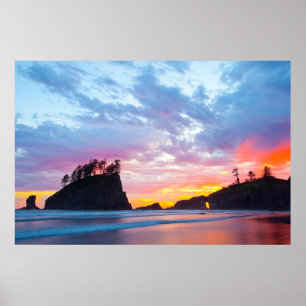 Second Beach at sunset, Washington Poster