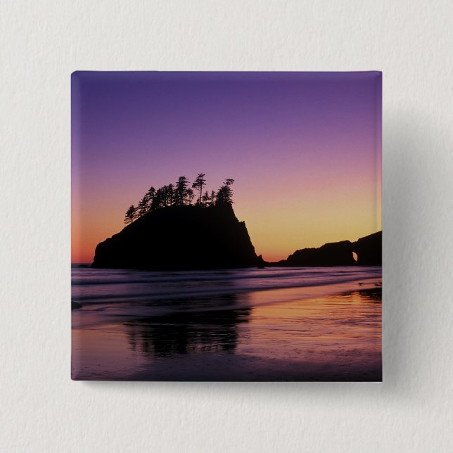 Second Beach at Twilight, Olympic NP, WA, USA Button (Front)
