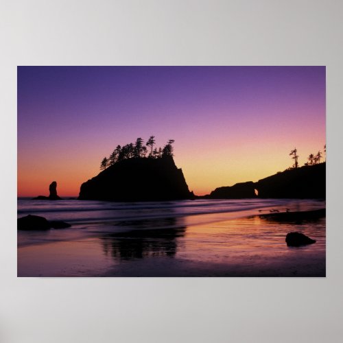 Second Beach at Twilight Olympic NP WA USA Poster