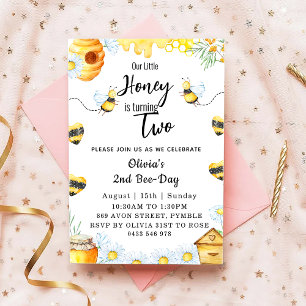 Second Bee Day Our Little Honey is Two Bee Invitation