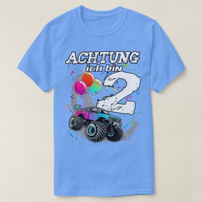 second birthday 2 year monster truck gift T-Shirt (Design Front)